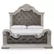 Andonhall Antique White and Gray King Upholstered Panel Bed