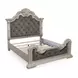Andonhall Antique White and Gray California King Upholstered Panel Bed