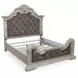 Andonhall Antique White and Gray King Upholstered Panel Bed