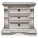Andonhall Antique White 3 Drawer Nightstand with USB Charging