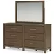 Cabalynn Light Brown 6 Drawer Dresser and Rectangular Mirror