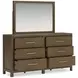 Cabalynn Light Brown 6 Drawer Dresser and Rectangular Mirror