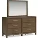 Cabalynn Light Brown 6 Drawer Dresser and Rectangular Mirror
