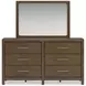 Cabalynn Light Brown 6 Drawer Dresser and Rectangular Mirror