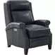 Barrett Barone Navy Blue Leather Lounge Power Recliner with USB Charging and Nailhead Trim