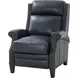Barrett Barone Navy Blue Leather Lounge Power Recliner with USB Charging and Nailhead Trim