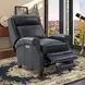 Barrett Barone Navy Blue Leather Lounge Power Recliner with USB Charging and Nailhead Trim
