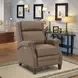 Barrett Cashmere Taupe Leather Lounge Power Recliner with USB Charging and Nailhead Trim