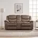 Bastrop Brown Double Glider Reclining Loveseat With Console