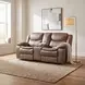 Bastrop Brown Double Glider Reclining Loveseat With Console