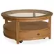 Durant Honey Brown Round Glass Top Cocktail Table