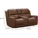 Pierce Homerun Cinnamon Leather 76" Zero Gravity Power Reclining Console Loveseat with Power Lumbar and USB Charging