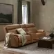 Corry Simon Saddle Leather 77" Power Reclining Console Loveseat with Power Lumbar and USB Charging