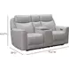 Chester Denisa Soft White Leather 76" Power Reclining Console Loveseat with Power Lumbar and USB Charging