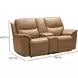 Kaden Elliott Taupe Leather 78" Power Reclining Console Loveseat with Power Lumbar and USB Charging