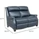 Warrendale Shoreham Blue Leather 60" Power Reclining Loveseat with Nailhead Trim and USB Charging