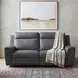 Harper Berlin Cement Leather 64" Power Reclining Loveseat with Power Lumbar and USB Charging
