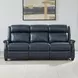 Warrendale Shoreham Blue Leather 83" Power Reclining Sofa with Nailhead Trim and USB Charging