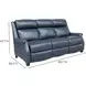 Warrendale Shoreham Blue Leather 83" Power Reclining Sofa with Nailhead Trim and USB Charging