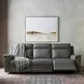Harper Berlin Cement Leather 85" Power Reclining Sofa with Power Lumbar and USB Charging