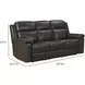 Leon Matteo Smokey Gray Leather 87" Triple Power Reclining Sofa with USB Charging and LED