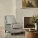 Ashebrooke Shoreham Cream Leather Push Thru The Arms Recliner with Nailhead Trim