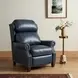 Meade Shoreham Blue Leather Push Thru The Arms Lounge Recliner with Nailhead Trim