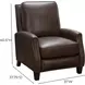 Melrose Ashford Walnut Leather Push Thru The Arms Recliner with Nailhead Trim