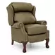 Danbury Oasis Olive Leather Push Thru The Arms Recliner with Nailhead Trim