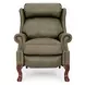 Danbury Oasis Olive Leather Push Thru The Arms Recliner with Nailhead Trim