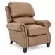 Churchill Cashmere Taupe Leather Push Thru The Arms Recliner with Nailhead Trim