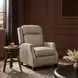 Van Buren Shoreham Cream Leather Push Thru The Arms Recliner with Nailhead Trim