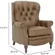 Kendall Oasis Walnut Leather Push Thru The Arms Recliner with Nailhead Trim