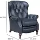 Kendall Shoreham Blue Leather Push Thru The Arms Recliner with Nailhead Trim