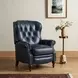 Kendall Shoreham Blue Leather Push Thru The Arms Recliner with Nailhead Trim