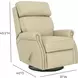 Crews Cashmere Stone Leather Swivel Glider Recliner with Nailhead Trim