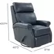 Crews Barone Navy Blue Leather Swivel Glider Recliner with Nailhead Trim