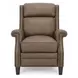Barrett Cashmere Taupe Leather Lounge Power Recliner with USB Charging and Nailhead Trim