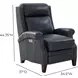 Barrett Barone Navy Blue Leather Lounge Power Recliner with USB Charging and Nailhead Trim