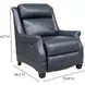 Warrendale Shoreham Blue Leather Power Recliner with Nailhead Trim and USB Charging