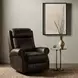 Blair Ashford Walnut Leather Power Recliner with Nailhead Trim and USB Charging