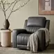 Pierce Homerun Dark Gray Leather Zero Gravity Power Recliner with Power Lumbar and USB Charging