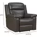Leon Matteo Smokey Gray Leather Triple Power Recliner with USB Charging