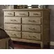 Heritage Timber Sandstone 9 Drawer Westwood Bureau with Rectangular Mirror
