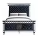 Varian II Dark Navy and Silver King Upholstered Panel Bed with Nailhead Trim
