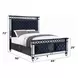 Varian II Dark Navy and Silver King Upholstered Panel Bed with Nailhead Trim