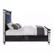 Varian II Dark Navy and Silver Upholstered Panel Bedroom Set with Nailhead Trim