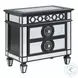 Varian II Dark Navy and Silver Upholstered Panel Bedroom Set with Nailhead Trim