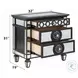Varian II Black and Silver Mirrored 3 Drawer Nightstand