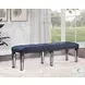 Varian II Dark Navy Velvet Black and Silver Mirrored 60" Upholstered Bench